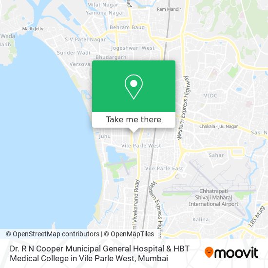 Dr. R N Cooper Municipal General Hospital & HBT Medical College in Vile Parle West map