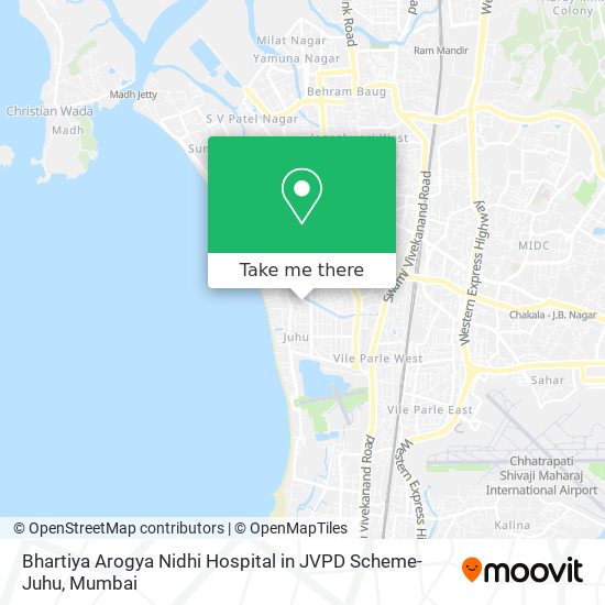 Bhartiya Arogya Nidhi Hospital in JVPD Scheme-Juhu map