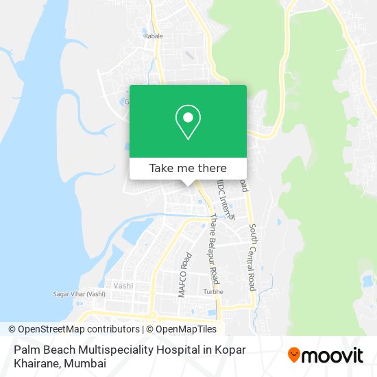 Palm Beach Multispeciality Hospital in Kopar Khairane map