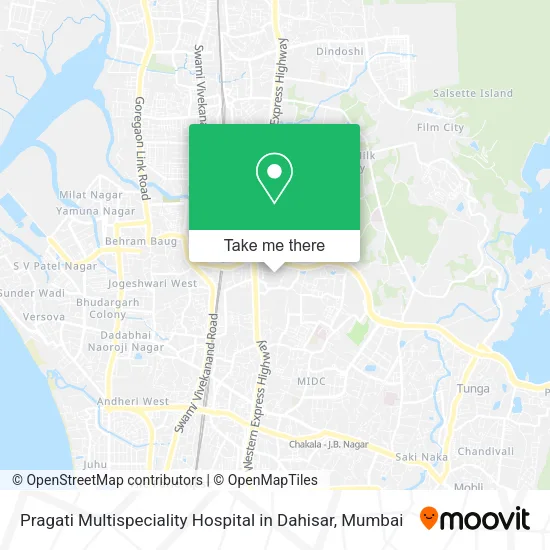Pragati Multispeciality Hospital in Dahisar map