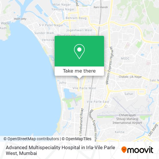 Advanced Multispeciality Hospital in Irla-Vile Parle West map