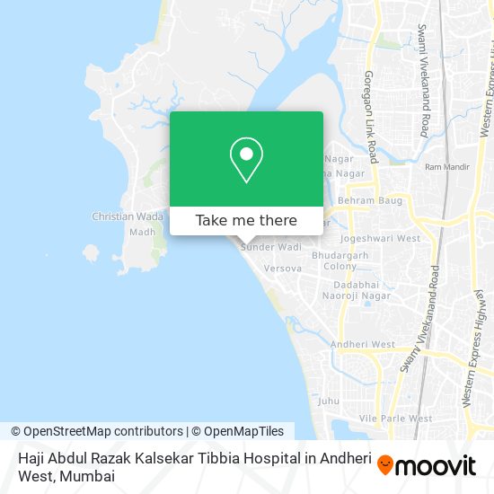 Haji Abdul Razak Kalsekar Tibbia Hospital in Andheri West map