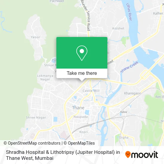 Shradha Hospital & Lithotripsy (Jupiter Hospital) in Thane West map