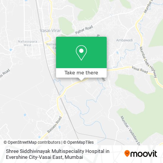 Shree Siddhivinayak Multispeciality Hospital in Evershine City-Vasai East map