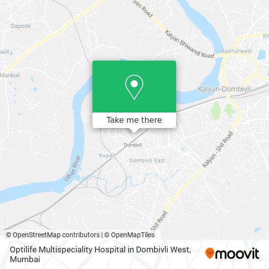 Optilife Multispeciality Hospital in Dombivli West map