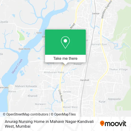 Anurag Nursing Home in Mahavir Nagar-Kandivali West map