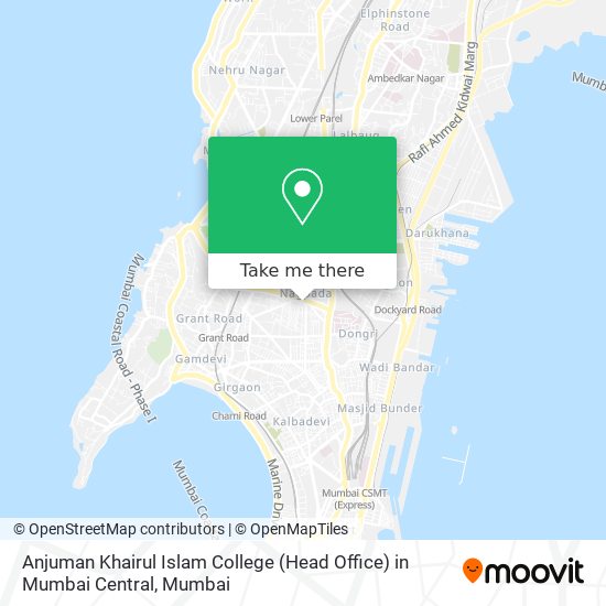 Anjuman Khairul Islam College (Head Office) in Mumbai Central map