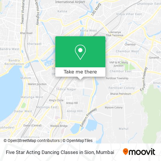 Five Star Acting Dancing Classes in Sion map