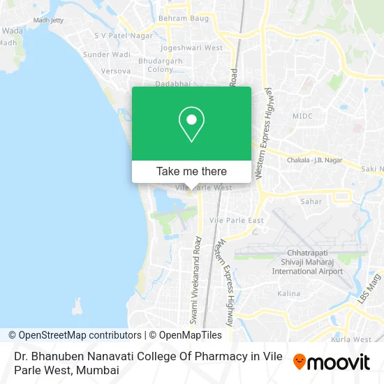 Dr. Bhanuben Nanavati College Of Pharmacy in Vile Parle West map