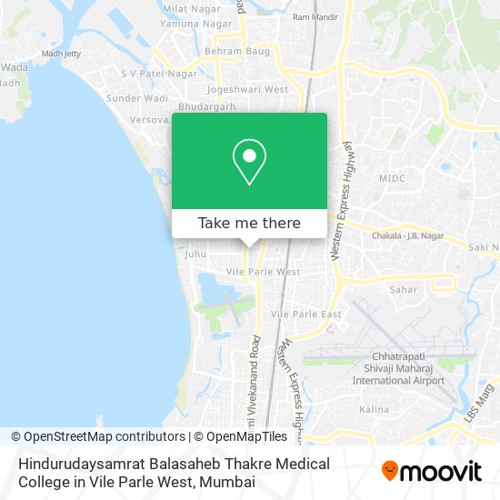 Hindurudaysamrat Balasaheb Thakre Medical College in Vile Parle West map