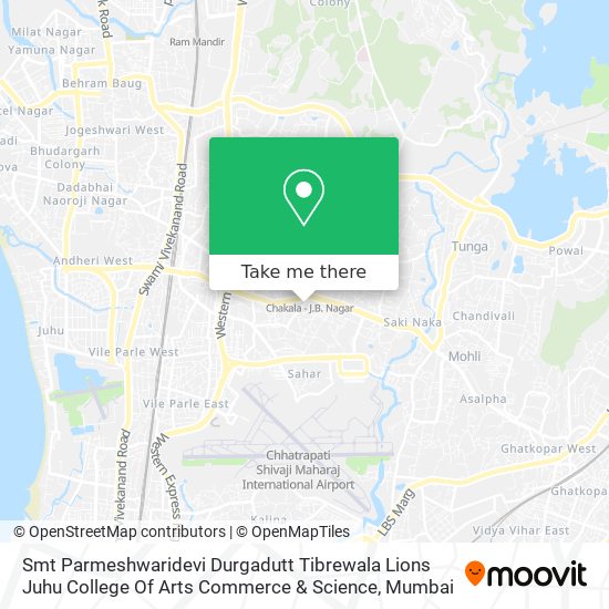 Smt Parmeshwaridevi Durgadutt Tibrewala Lions Juhu College Of Arts Commerce & Science map