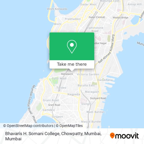 Bhavan's H. Somani College, Chowpatty, Mumbai map