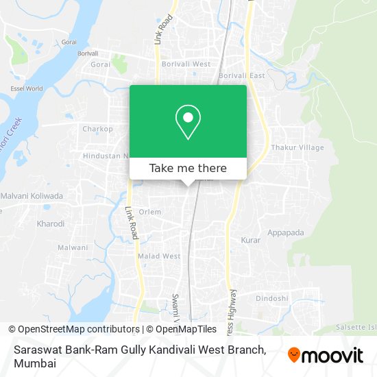 Saraswat Bank-Ram Gully Kandivali West Branch map