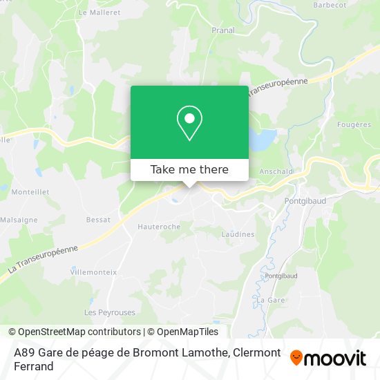 A89 Gare de péage de Bromont Lamothe map
