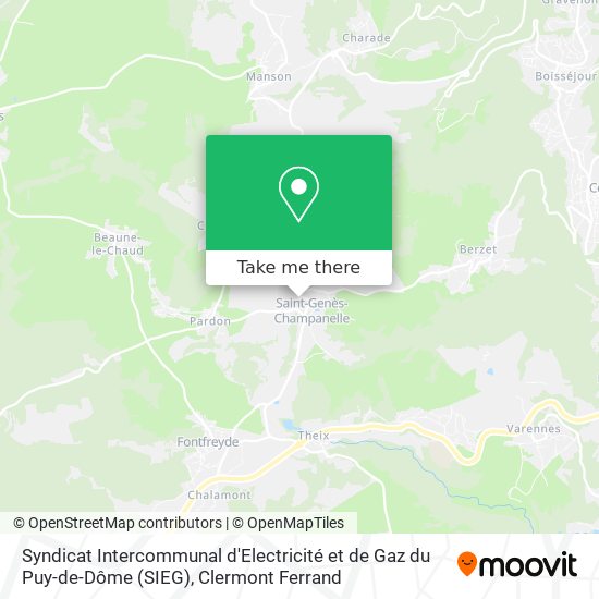 Mapa Syndicat Intercommunal d'Electricité et de Gaz du Puy-de-Dôme (SIEG)