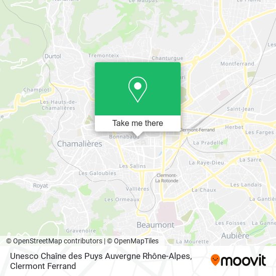 Unesco Chaîne des Puys Auvergne Rhône-Alpes map