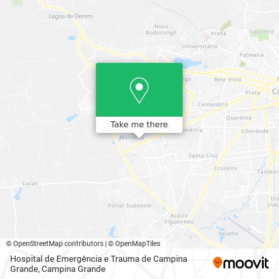 Mapa Hospital de Emergência e Trauma de Campina Grande