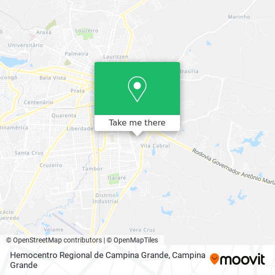 Mapa Hemocentro Regional de Campina Grande