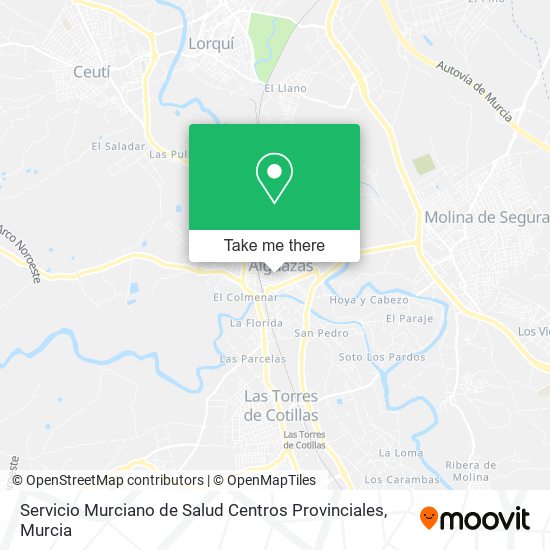 Servicio Murciano de Salud Centros Provinciales map