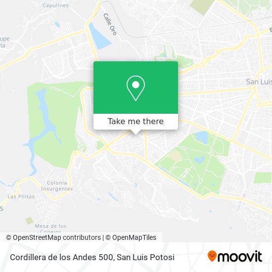 Cordillera de los Andes 500 map