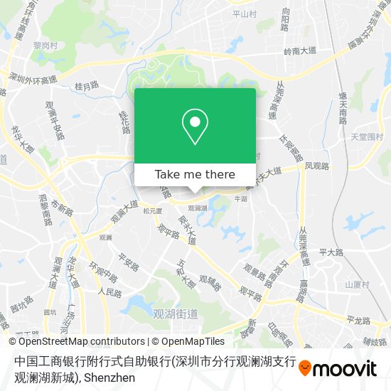 中国工商银行附行式自助银行(深圳市分行观澜湖支行观澜湖新城) map