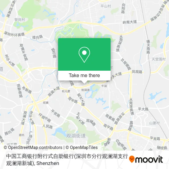 中国工商银行附行式自助银行(深圳市分行观澜湖支行观澜湖新城) map