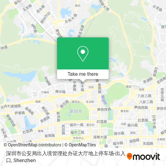 深圳市公安局出入境管理处办证大厅地上停车场-出入口 map