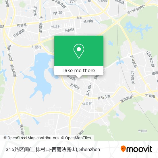 316路区间(上排村口-西丽法庭①) map