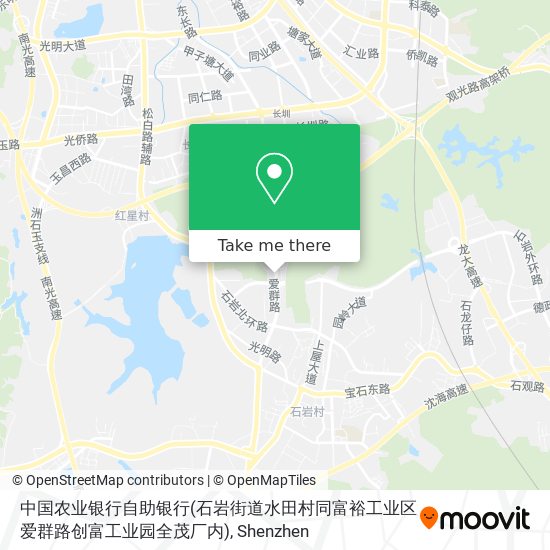中国农业银行自助银行(石岩街道水田村同富裕工业区爱群路创富工业园全茂厂内) map