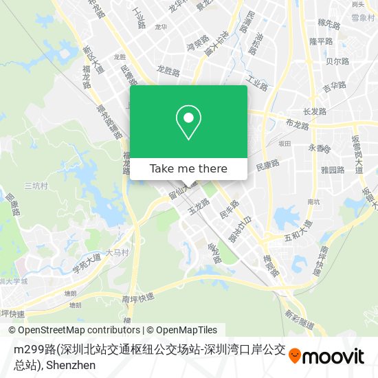 m299路(深圳北站交通枢纽公交场站-深圳湾口岸公交总站) map