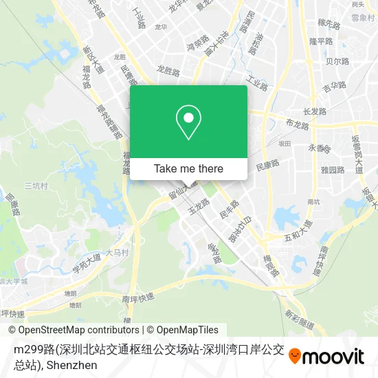 m299路(深圳北站交通枢纽公交场站-深圳湾口岸公交总站) map