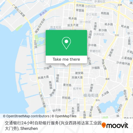 交通银行24小时自助银行服务(兴业西路裕达富工业园大门旁) map