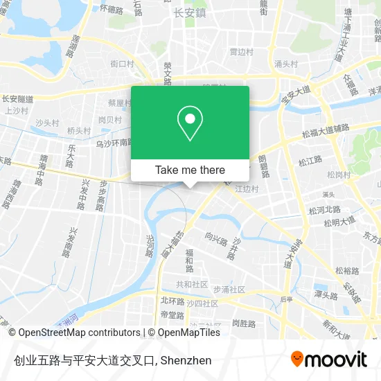 创业五路与平安大道交叉口 map