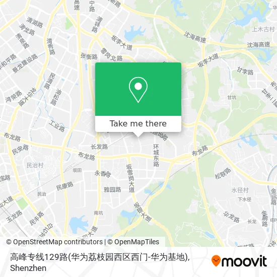 高峰专线129路(华为荔枝园西区西门-华为基地) map