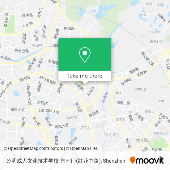 公明成人文化技术学校-东南门(红花中路) map