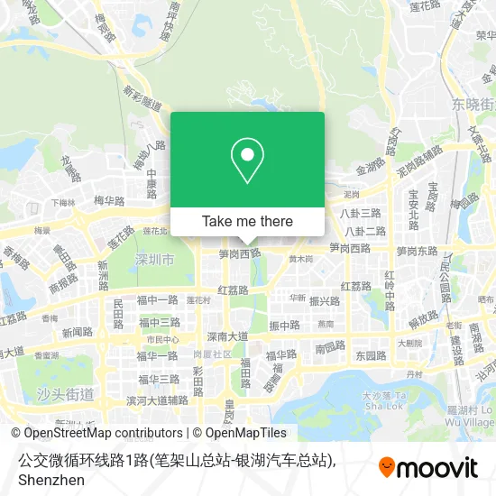 公交微循环线路1路(笔架山总站-银湖汽车总站) map