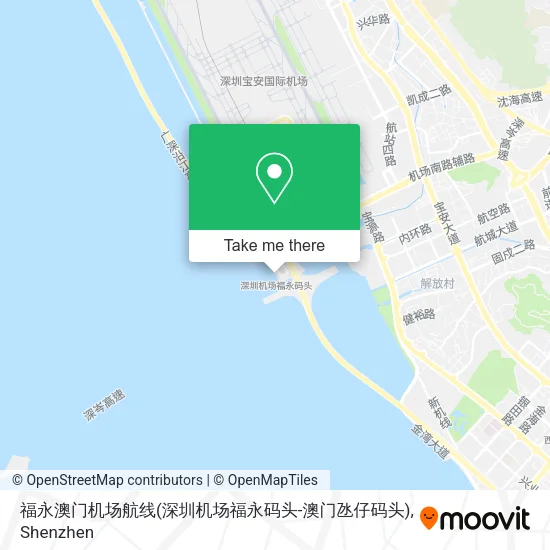 福永澳门机场航线(深圳机场福永码头-澳门氹仔码头) map