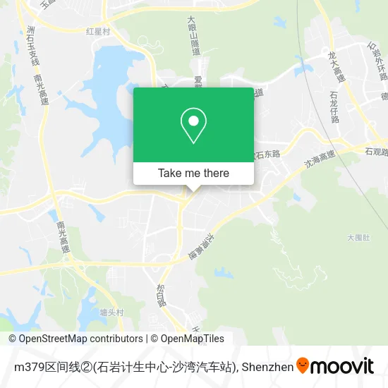 m379区间线②(石岩计生中心-沙湾汽车站) map