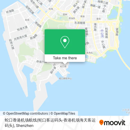 蛇口香港机场航线(蛇口客运码头-香港机场海天客运码头) map