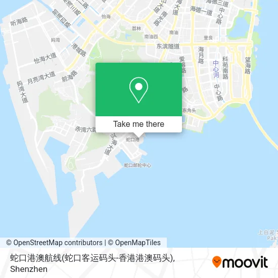蛇口港澳航线(蛇口客运码头-香港港澳码头) map
