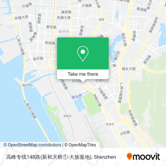 高峰专线148路(新和天桥①-大族基地) map