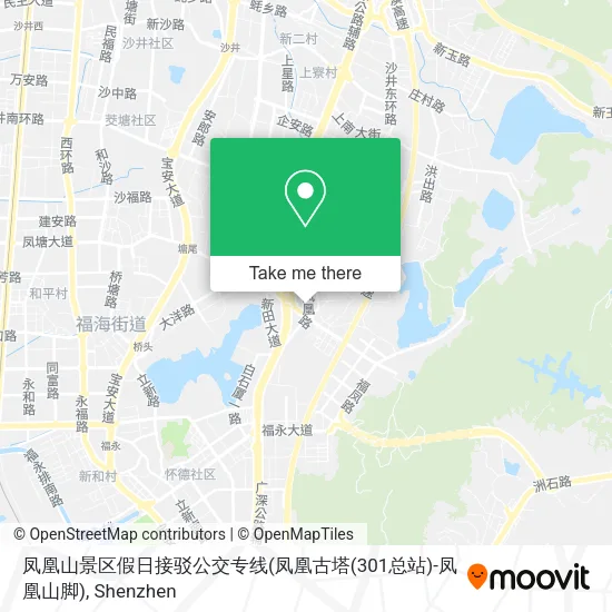 凤凰山景区假日接驳公交专线(凤凰古塔(301总站)-凤凰山脚) map