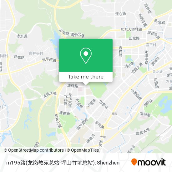 m195路(龙岗教苑总站-坪山竹坑总站) map