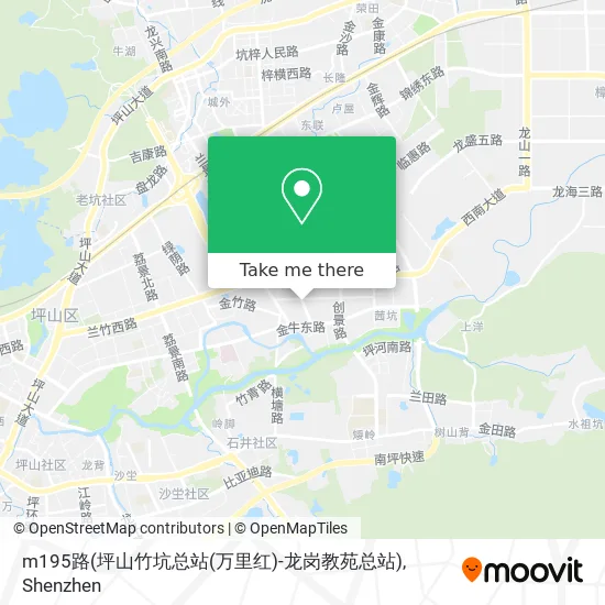 m195路(坪山竹坑总站(万里红)-龙岗教苑总站) map