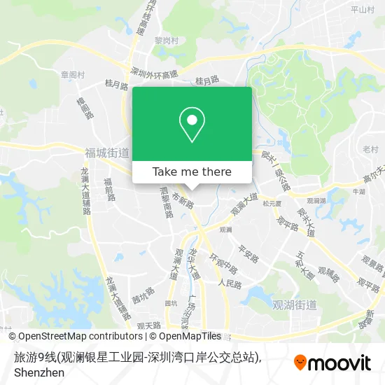 旅游9线(观澜银星工业园-深圳湾口岸公交总站) map