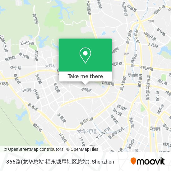 866路(龙华总站-福永塘尾社区总站) map