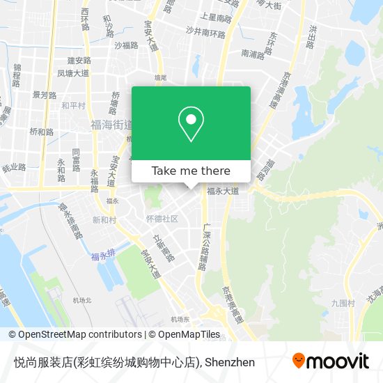 悦尚服装店(彩虹缤纷城购物中心店) map