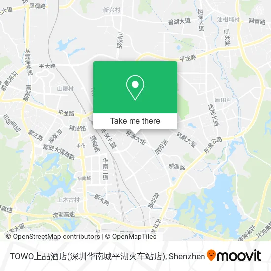 TOWO上品酒店(深圳华南城平湖火车站店) map