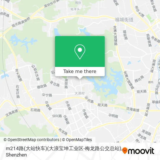 m214路(大站快车)(大浪宝坤工业区-梅龙路公交总站) map