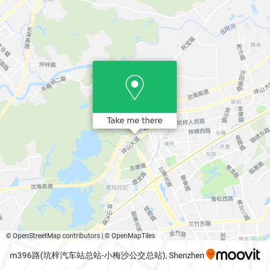 m396路(坑梓汽车站总站-小梅沙公交总站) map